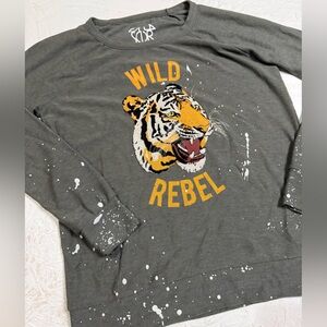 Chaser Wild Rebel Tiger Sweatshirt Long Sleeve Splatter Pullover